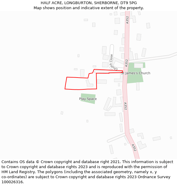HALF ACRE, LONGBURTON, SHERBORNE, DT9 5PG: Location map and indicative extent of plot