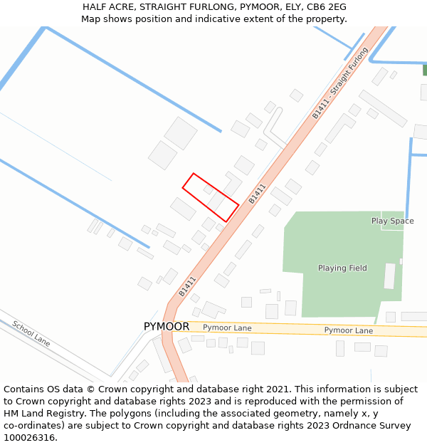 HALF ACRE, STRAIGHT FURLONG, PYMOOR, ELY, CB6 2EG: Location map and indicative extent of plot