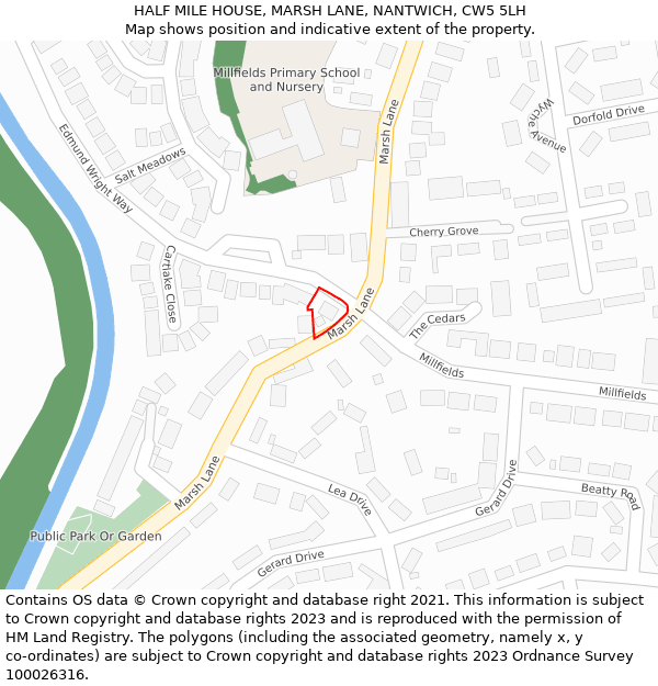 HALF MILE HOUSE, MARSH LANE, NANTWICH, CW5 5LH: Location map and indicative extent of plot