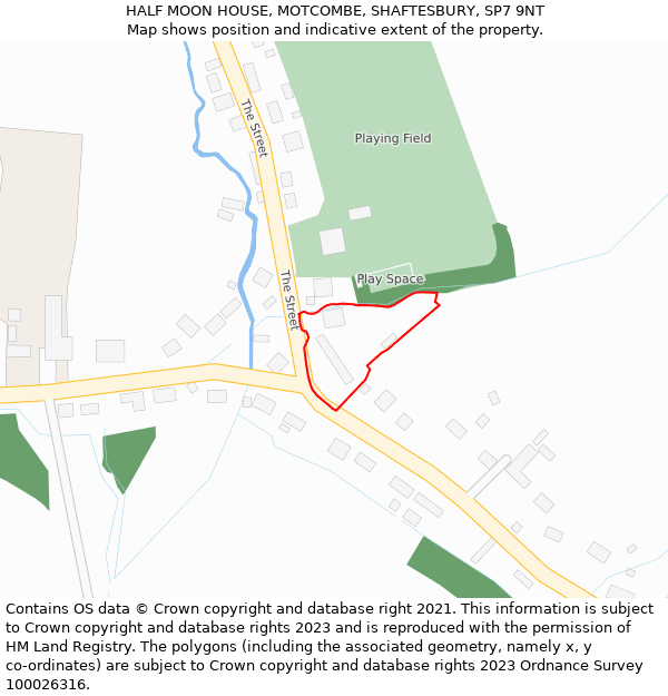 HALF MOON HOUSE, MOTCOMBE, SHAFTESBURY, SP7 9NT: Location map and indicative extent of plot