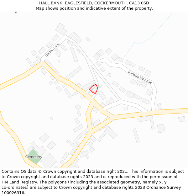 HALL BANK, EAGLESFIELD, COCKERMOUTH, CA13 0SD: Location map and indicative extent of plot