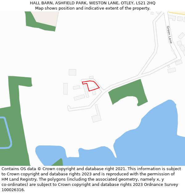 HALL BARN, ASHFIELD PARK, WESTON LANE, OTLEY, LS21 2HQ: Location map and indicative extent of plot