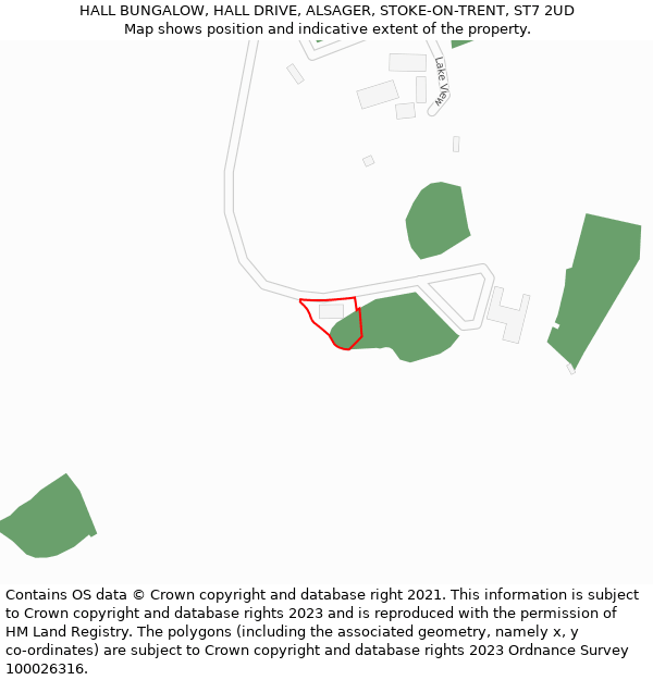 HALL BUNGALOW, HALL DRIVE, ALSAGER, STOKE-ON-TRENT, ST7 2UD: Location map and indicative extent of plot