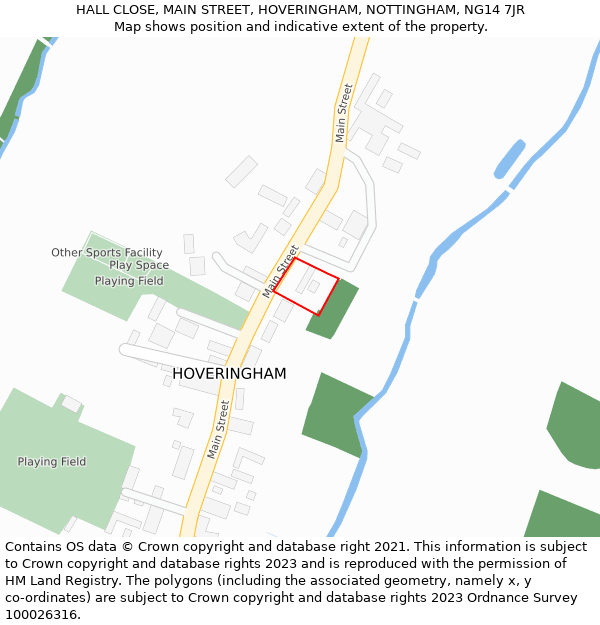 HALL CLOSE, MAIN STREET, HOVERINGHAM, NOTTINGHAM, NG14 7JR: Location map and indicative extent of plot