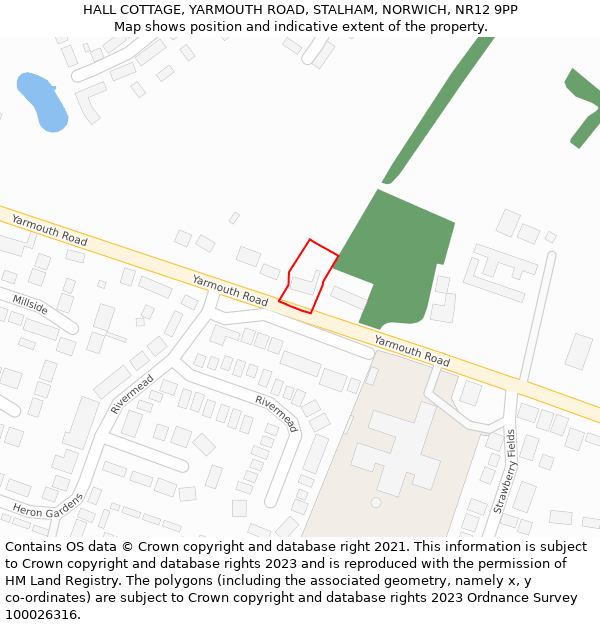 HALL COTTAGE, YARMOUTH ROAD, STALHAM, NORWICH, NR12 9PP: Location map and indicative extent of plot