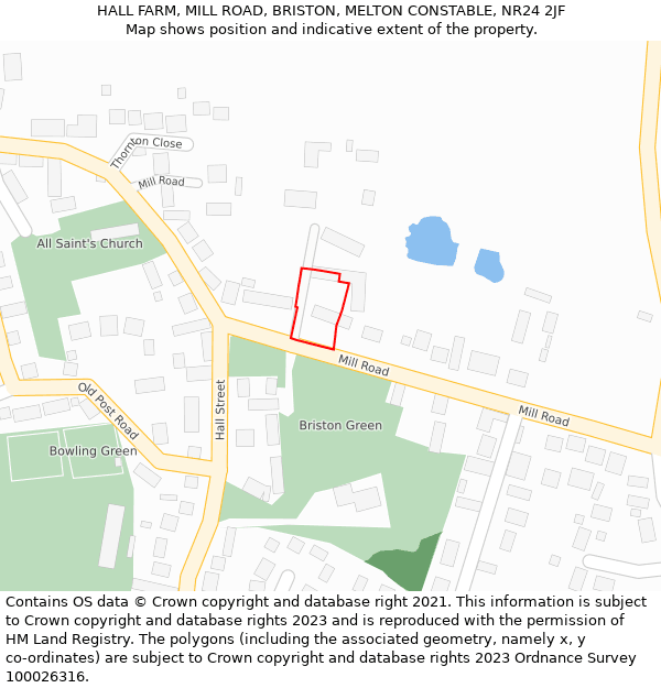 HALL FARM, MILL ROAD, BRISTON, MELTON CONSTABLE, NR24 2JF: Location map and indicative extent of plot