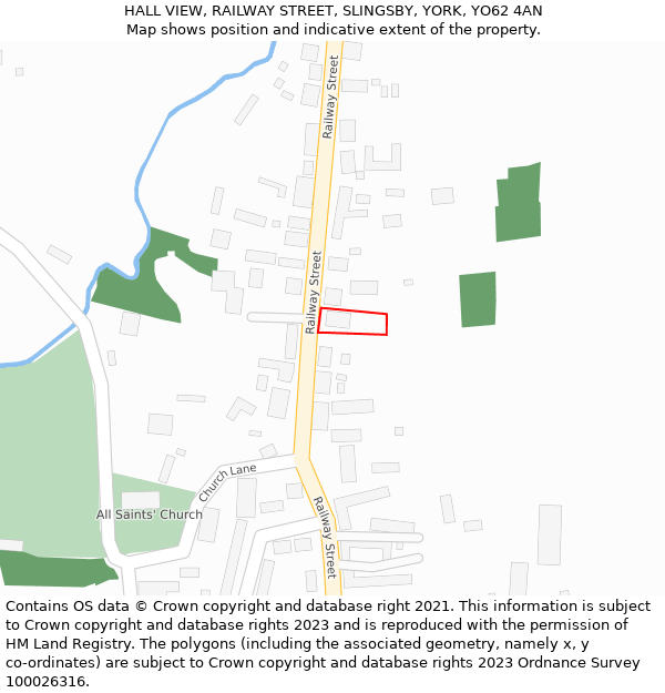 HALL VIEW, RAILWAY STREET, SLINGSBY, YORK, YO62 4AN: Location map and indicative extent of plot