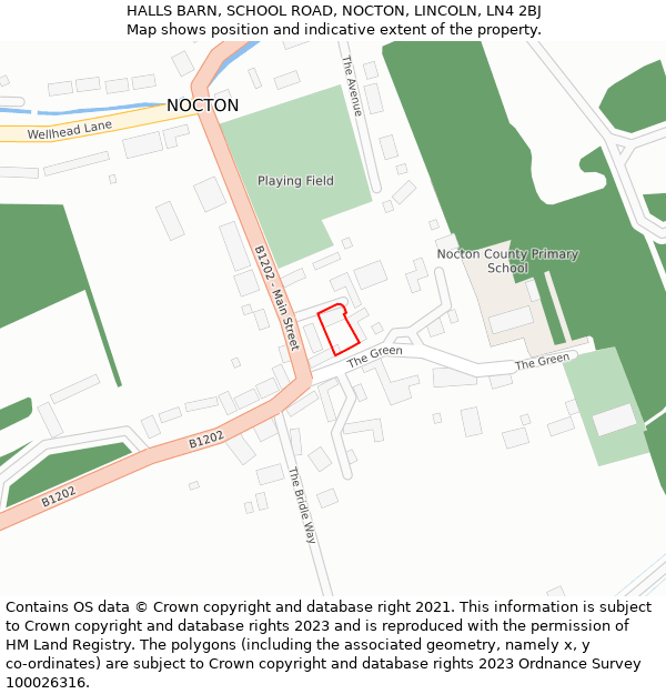 HALLS BARN, SCHOOL ROAD, NOCTON, LINCOLN, LN4 2BJ: Location map and indicative extent of plot