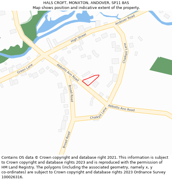 HALS CROFT, MONXTON, ANDOVER, SP11 8AS: Location map and indicative extent of plot