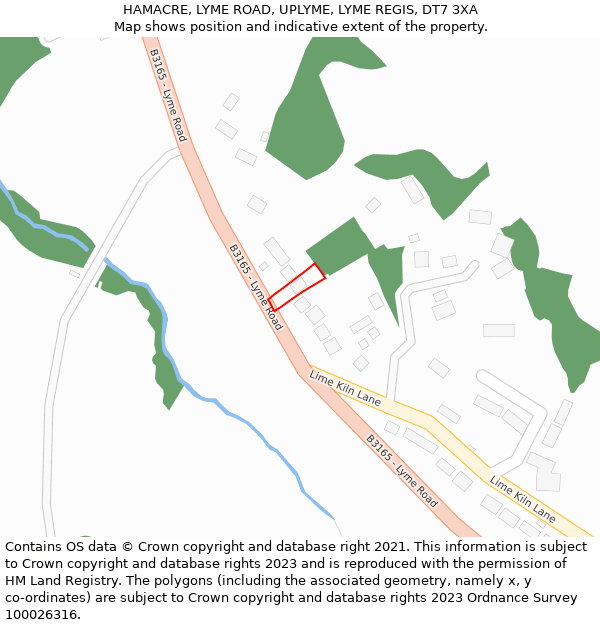 HAMACRE, LYME ROAD, UPLYME, LYME REGIS, DT7 3XA: Location map and indicative extent of plot