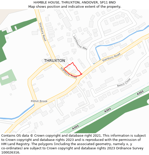 HAMBLE HOUSE, THRUXTON, ANDOVER, SP11 8ND: Location map and indicative extent of plot