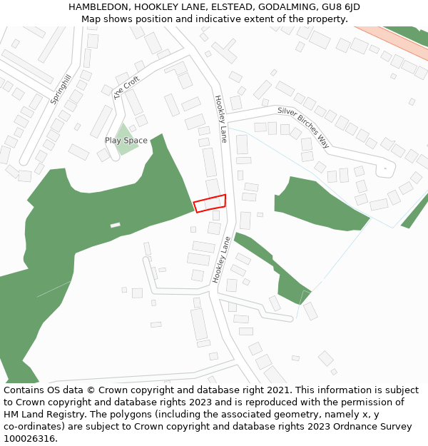 HAMBLEDON, HOOKLEY LANE, ELSTEAD, GODALMING, GU8 6JD: Location map and indicative extent of plot