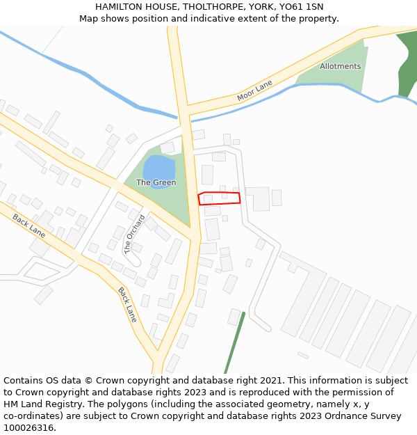 HAMILTON HOUSE, THOLTHORPE, YORK, YO61 1SN: Location map and indicative extent of plot