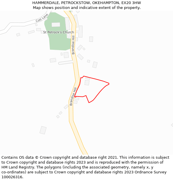 HAMMERDALE, PETROCKSTOW, OKEHAMPTON, EX20 3HW: Location map and indicative extent of plot