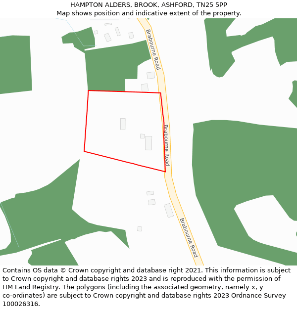HAMPTON ALDERS, BROOK, ASHFORD, TN25 5PP: Location map and indicative extent of plot