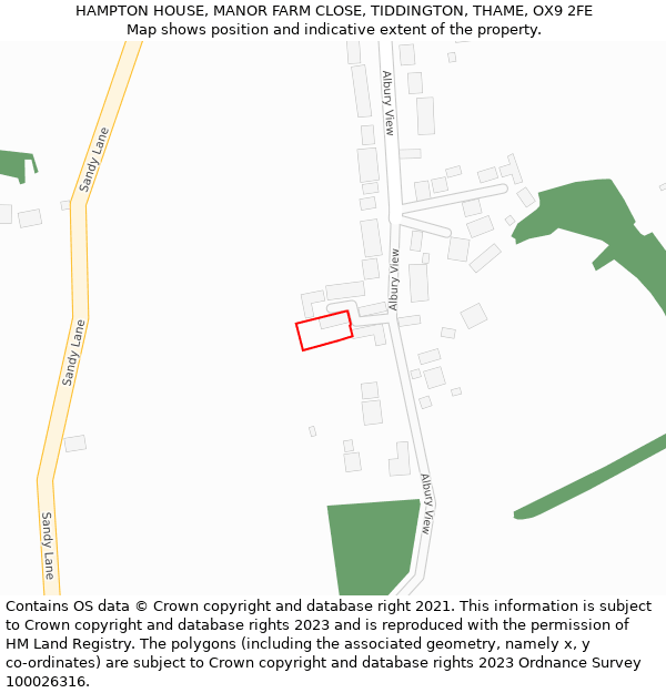 HAMPTON HOUSE, MANOR FARM CLOSE, TIDDINGTON, THAME, OX9 2FE: Location map and indicative extent of plot