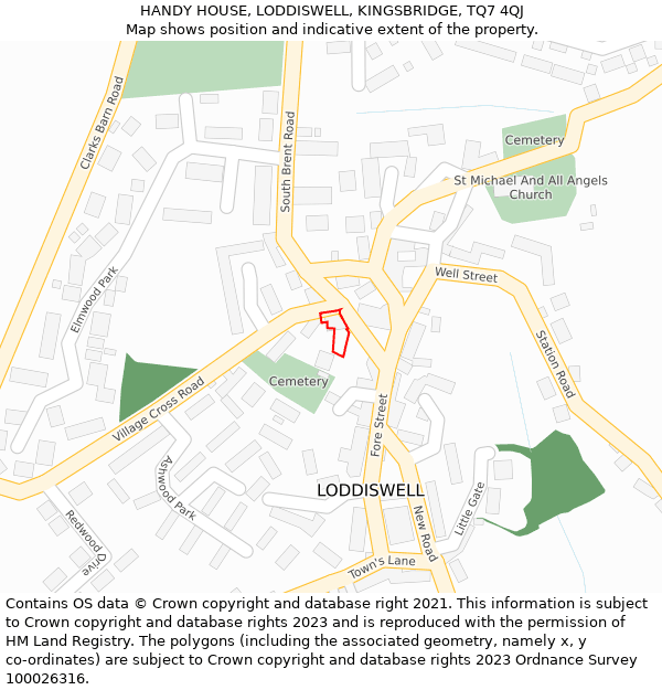 HANDY HOUSE, LODDISWELL, KINGSBRIDGE, TQ7 4QJ: Location map and indicative extent of plot