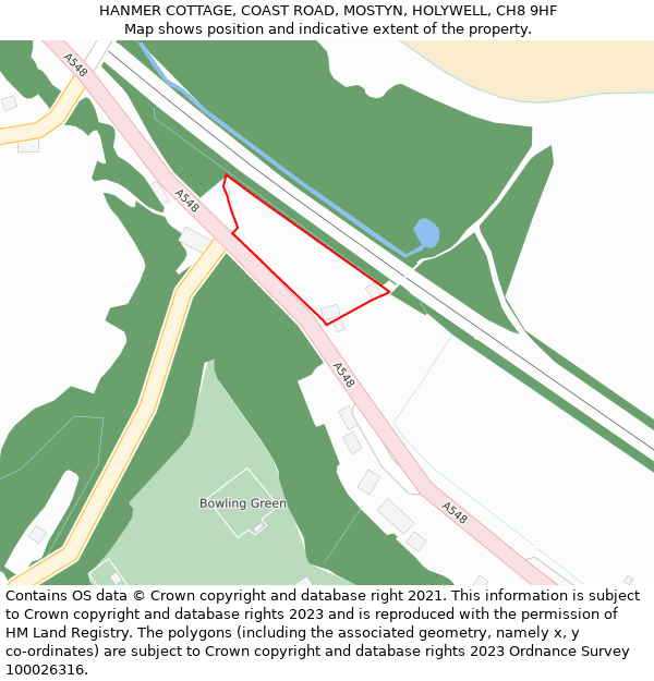 HANMER COTTAGE, COAST ROAD, MOSTYN, HOLYWELL, CH8 9HF: Location map and indicative extent of plot
