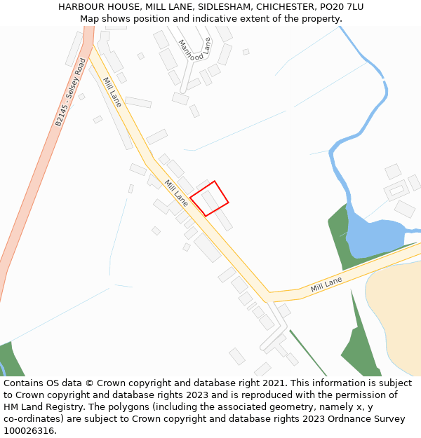 HARBOUR HOUSE, MILL LANE, SIDLESHAM, CHICHESTER, PO20 7LU: Location map and indicative extent of plot