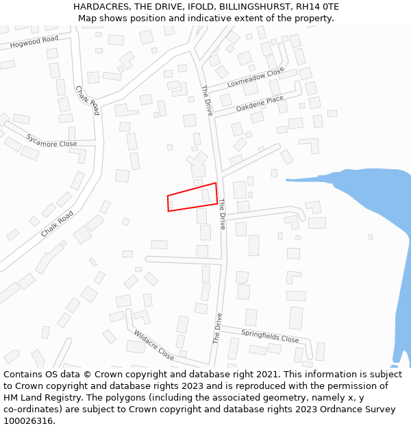 HARDACRES, THE DRIVE, IFOLD, BILLINGSHURST, RH14 0TE: Location map and indicative extent of plot