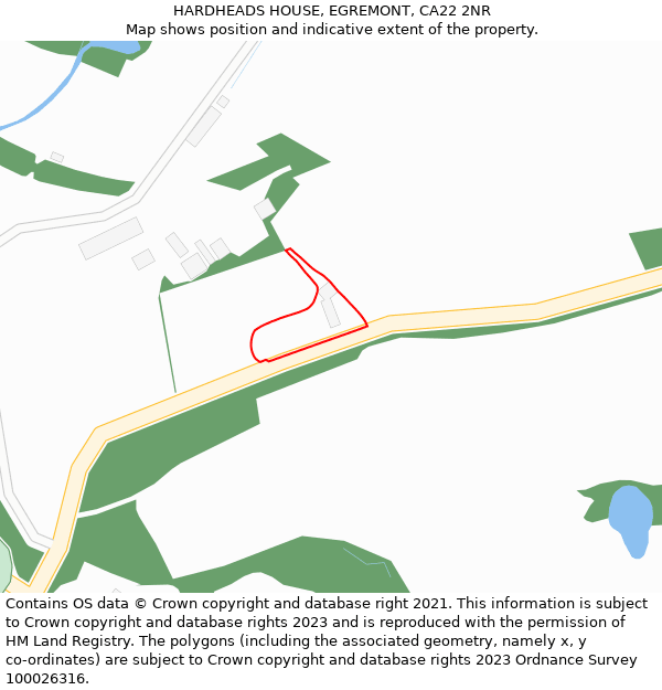 HARDHEADS HOUSE, EGREMONT, CA22 2NR: Location map and indicative extent of plot