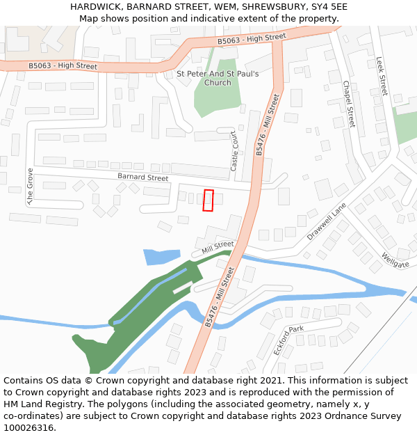 HARDWICK, BARNARD STREET, WEM, SHREWSBURY, SY4 5EE: Location map and indicative extent of plot