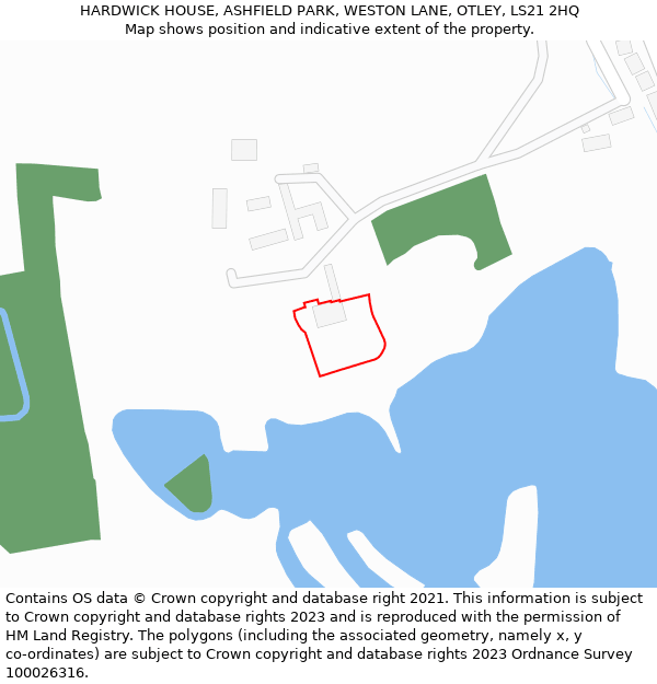 HARDWICK HOUSE, ASHFIELD PARK, WESTON LANE, OTLEY, LS21 2HQ: Location map and indicative extent of plot