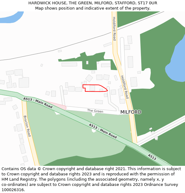 HARDWICK HOUSE, THE GREEN, MILFORD, STAFFORD, ST17 0UR: Location map and indicative extent of plot