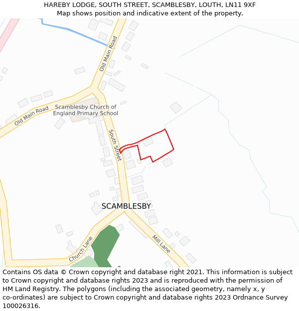 HAREBY LODGE, SOUTH STREET, SCAMBLESBY, LOUTH, LN11 9XF: Location map and indicative extent of plot