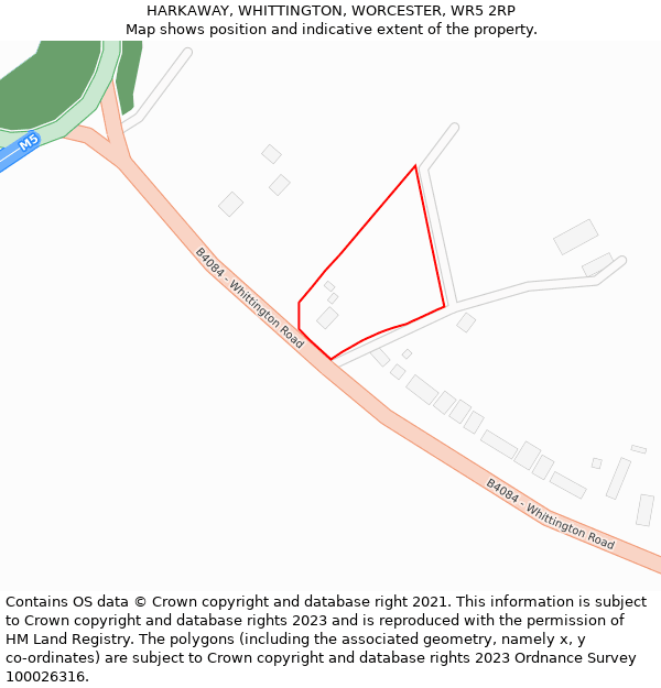 HARKAWAY, WHITTINGTON, WORCESTER, WR5 2RP: Location map and indicative extent of plot