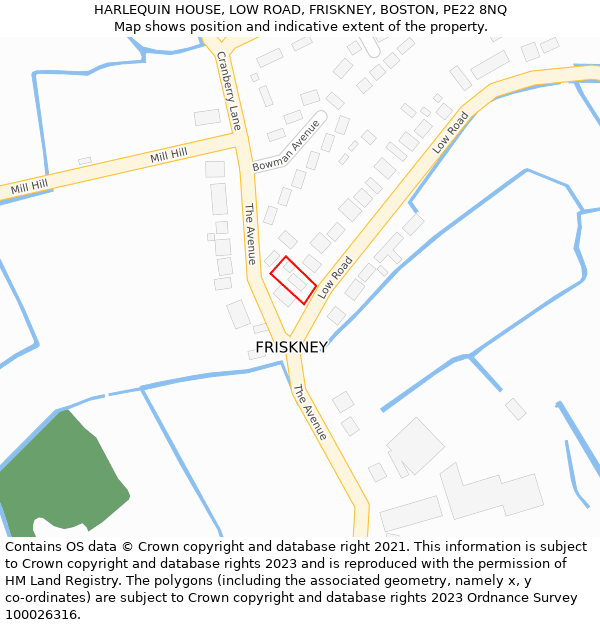 HARLEQUIN HOUSE, LOW ROAD, FRISKNEY, BOSTON, PE22 8NQ: Location map and indicative extent of plot