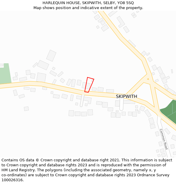 HARLEQUIN HOUSE, SKIPWITH, SELBY, YO8 5SQ: Location map and indicative extent of plot