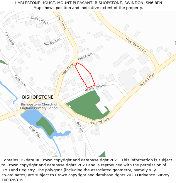 HARLESTONE HOUSE, MOUNT PLEASANT, BISHOPSTONE, SWINDON, SN6 8PN: Location map and indicative extent of plot