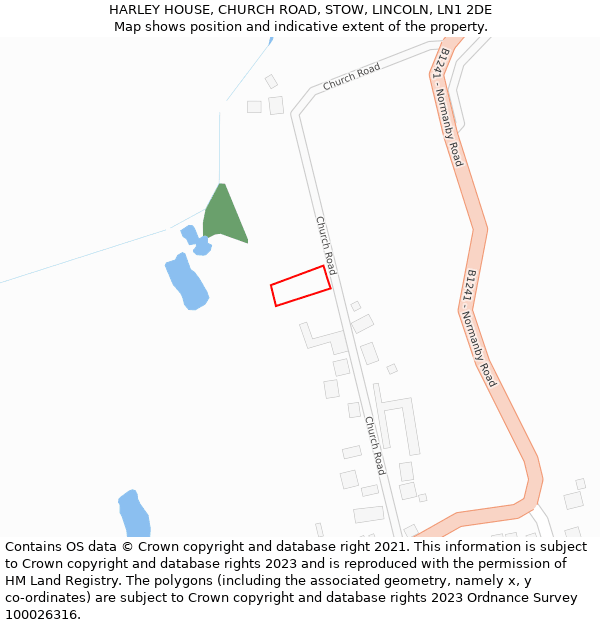 HARLEY HOUSE, CHURCH ROAD, STOW, LINCOLN, LN1 2DE: Location map and indicative extent of plot