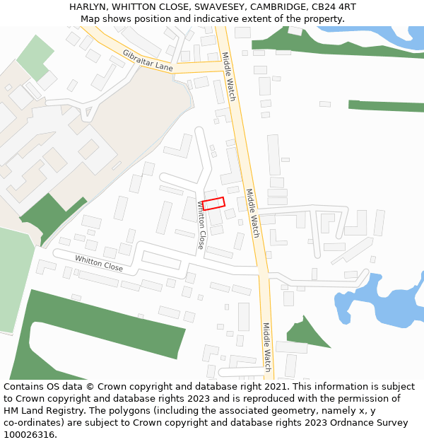 HARLYN, WHITTON CLOSE, SWAVESEY, CAMBRIDGE, CB24 4RT: Location map and indicative extent of plot