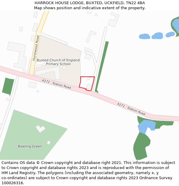 HARROCK HOUSE LODGE, BUXTED, UCKFIELD, TN22 4BA: Location map and indicative extent of plot