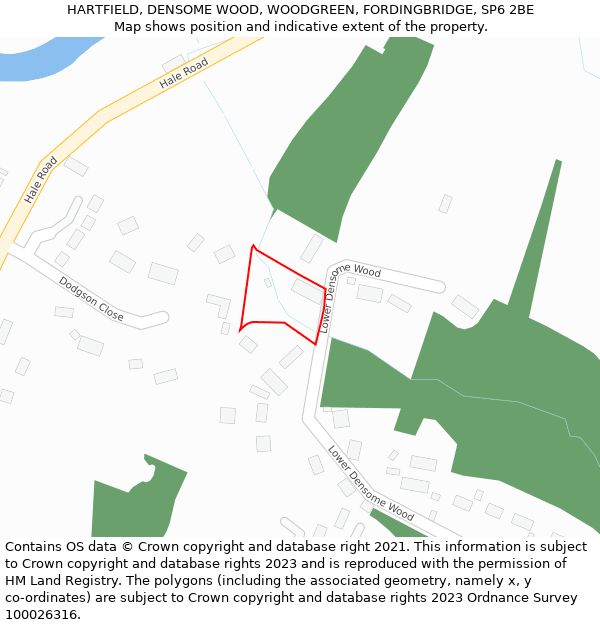 HARTFIELD, DENSOME WOOD, WOODGREEN, FORDINGBRIDGE, SP6 2BE: Location map and indicative extent of plot