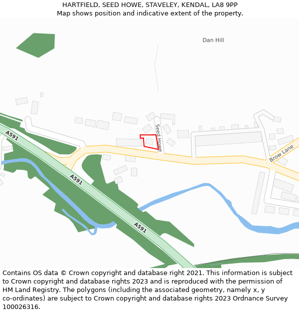 HARTFIELD, SEED HOWE, STAVELEY, KENDAL, LA8 9PP: Location map and indicative extent of plot