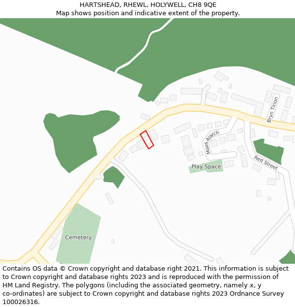 HARTSHEAD, RHEWL, HOLYWELL, CH8 9QE: Location map and indicative extent of plot