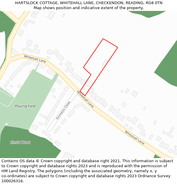 HARTSLOCK COTTAGE, WHITEHALL LANE, CHECKENDON, READING, RG8 0TN: Location map and indicative extent of plot