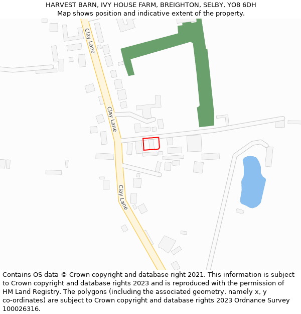 HARVEST BARN, IVY HOUSE FARM, BREIGHTON, SELBY, YO8 6DH: Location map and indicative extent of plot