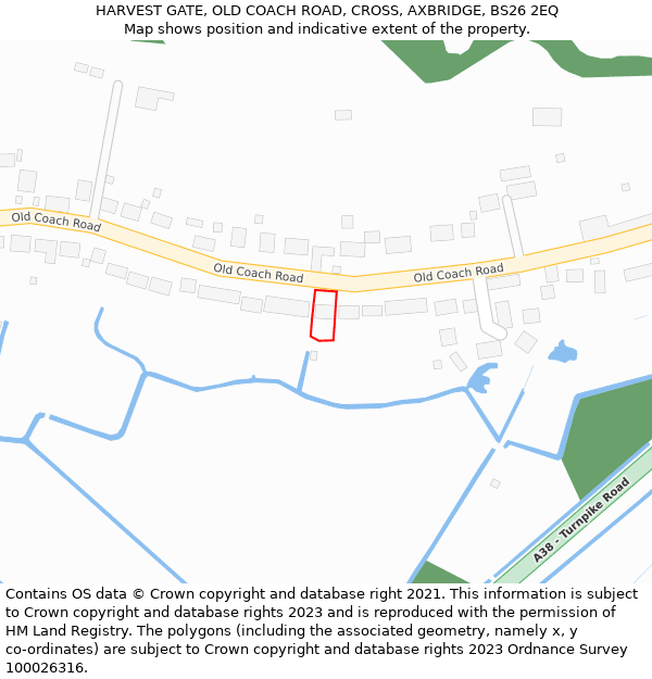 HARVEST GATE, OLD COACH ROAD, CROSS, AXBRIDGE, BS26 2EQ: Location map and indicative extent of plot