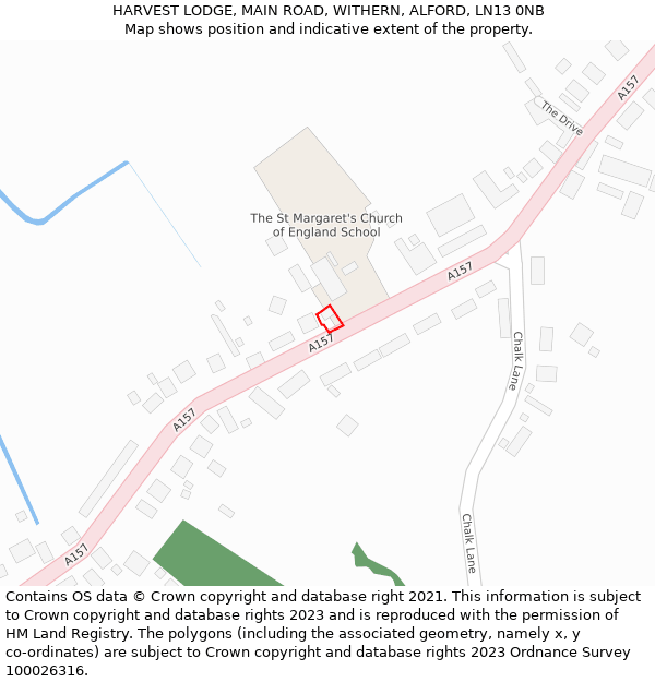 HARVEST LODGE, MAIN ROAD, WITHERN, ALFORD, LN13 0NB: Location map and indicative extent of plot