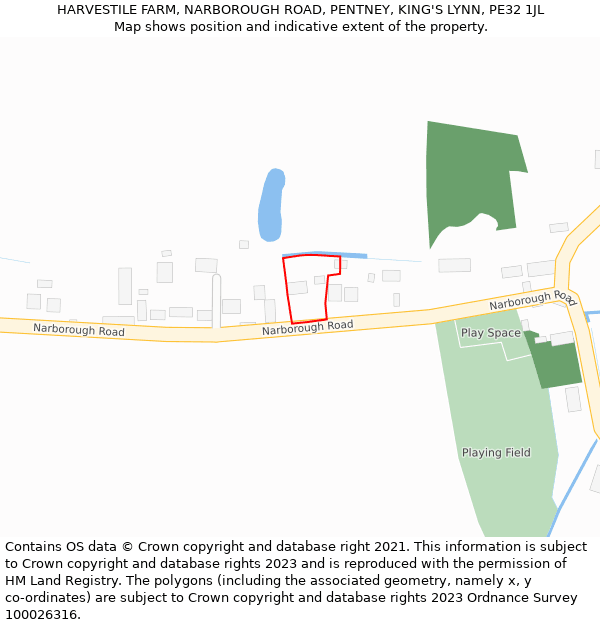 HARVESTILE FARM, NARBOROUGH ROAD, PENTNEY, KING'S LYNN, PE32 1JL: Location map and indicative extent of plot