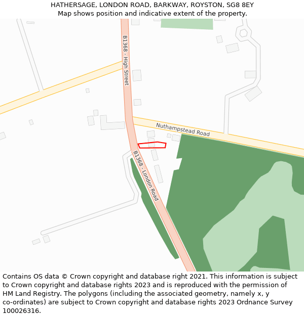 HATHERSAGE, LONDON ROAD, BARKWAY, ROYSTON, SG8 8EY: Location map and indicative extent of plot