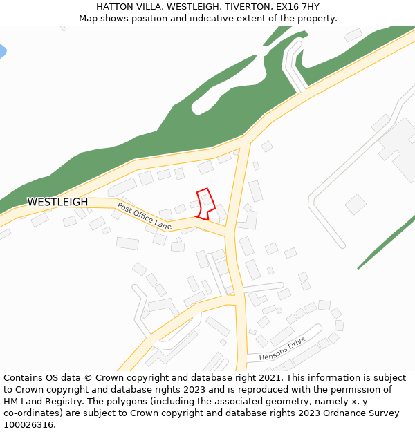 HATTON VILLA, WESTLEIGH, TIVERTON, EX16 7HY: Location map and indicative extent of plot