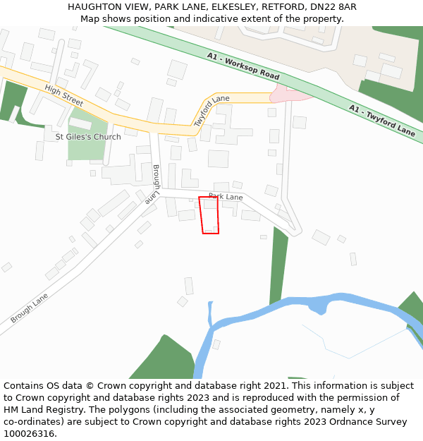 HAUGHTON VIEW, PARK LANE, ELKESLEY, RETFORD, DN22 8AR: Location map and indicative extent of plot