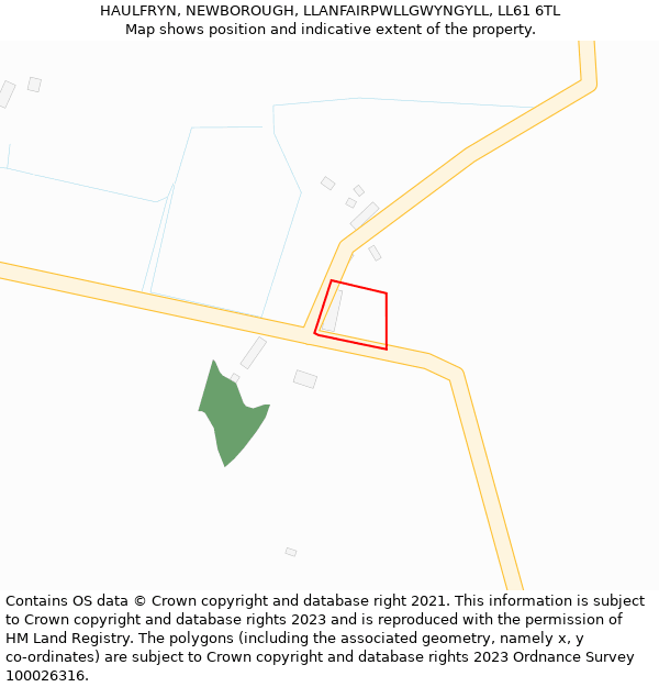 HAULFRYN, NEWBOROUGH, LLANFAIRPWLLGWYNGYLL, LL61 6TL: Location map and indicative extent of plot