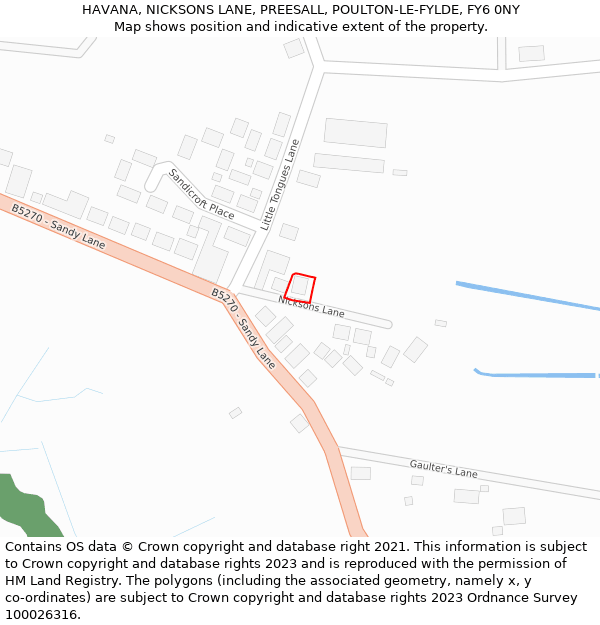 HAVANA, NICKSONS LANE, PREESALL, POULTON-LE-FYLDE, FY6 0NY: Location map and indicative extent of plot