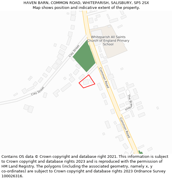 HAVEN BARN, COMMON ROAD, WHITEPARISH, SALISBURY, SP5 2SX: Location map and indicative extent of plot